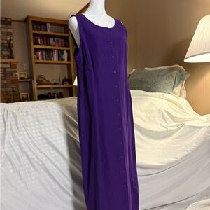 Vintage Doncaster Royal Purple Linen School Teacher Dress 14